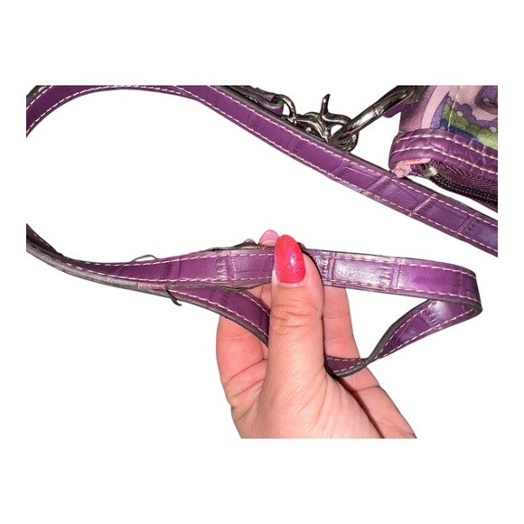 Y2K VTG RARE KATHY VAN ZEELAND CROSSBODY MINI BAG PURPLE/MULTICOLORED FAUX LEATH - Picture 10 of 16